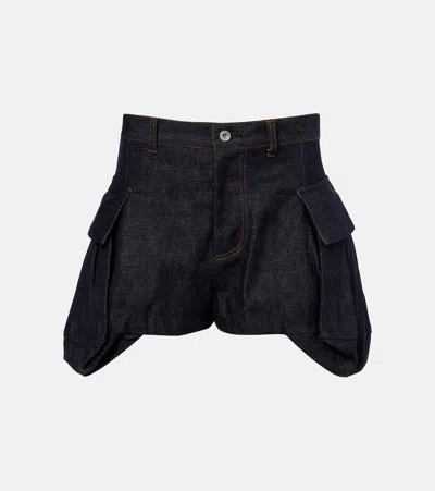Sacai High-rise Denim Shorts In Black