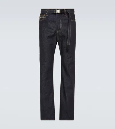 Sacai High-rise Straight Jeans In Blue