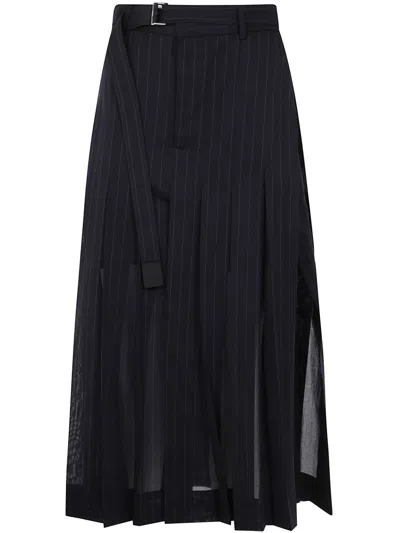 Sacai High Twist Voile Skirt Clothing In Black