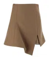 Sacai High-waist Asymmetrical Skirt In Brown