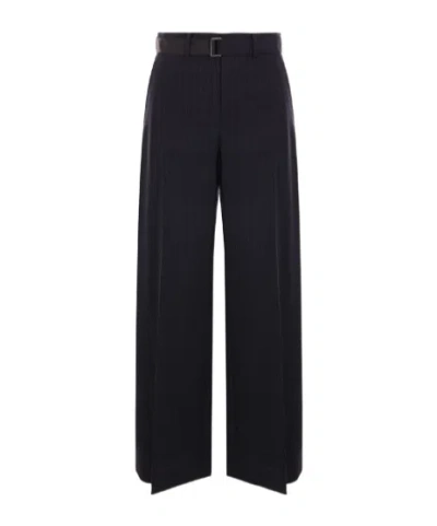 Sacai High-waist Wide-leg Trousers In Black