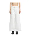 Sacai High-waisted Belted Flared Jeans In White