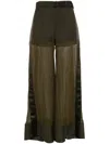 Sacai High-waisted Belted Silk Trousers In Grün