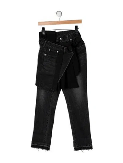 Pre-owned Sacai High-rise Straight Leg Jeans In Black