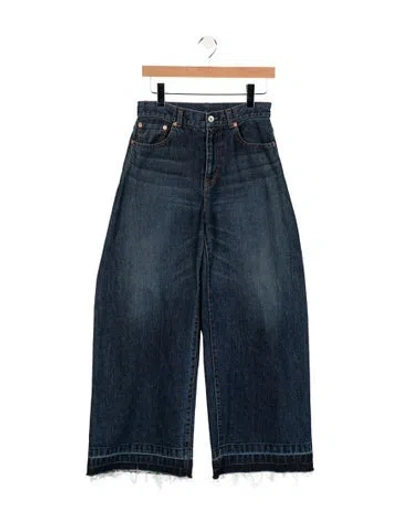 Pre-owned Sacai High-rise Wide Leg Jeans In Blue