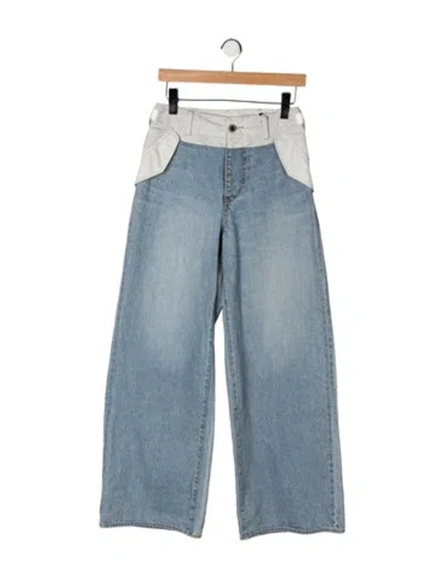 Pre-owned Sacai High-rise Wide Leg Jeans In Blue