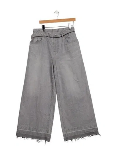 Pre-owned Sacai High-rise Wide Leg Jeans In Gray