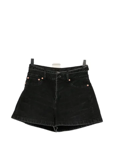 Sacai High-waisted Denim Shorts In Black
