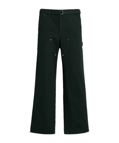 Sacai High-waisted Loose-fitting Pants In Black