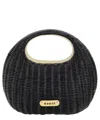 Sacai Structured Rattan Tote Bag With Oval Handle In Black