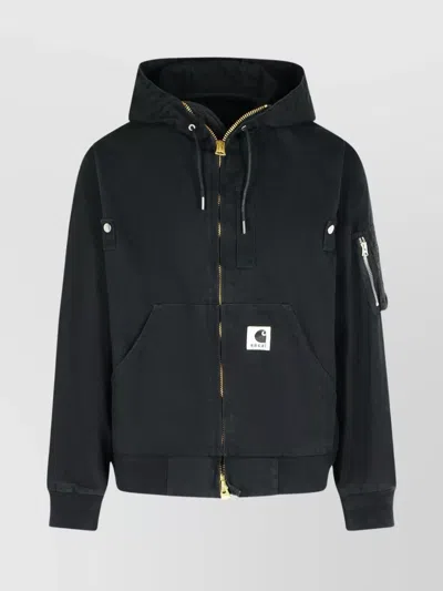 SACAI HOODED BOMBER JACKET ARM POCKET