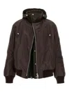 Sacai Hooded Zip-front Bomber Jacket In Brown