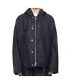 Sacai Hooded Denim Jacket Non-stretch Denim Jacket. In Black