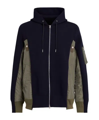 Sacai Hooded Drawstring Coat In Black