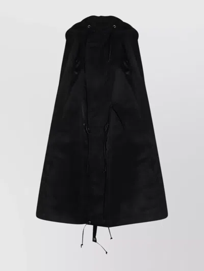 Sacai Hooded Drawstring Jacket Water-resistant Fabric In Black