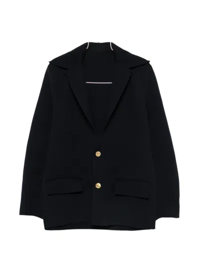 Sacai Hooded Gold-tone Button Blazer In Black