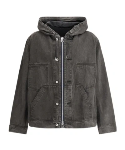 SACAI SACAI ZIPPED DENIM HOODIE
