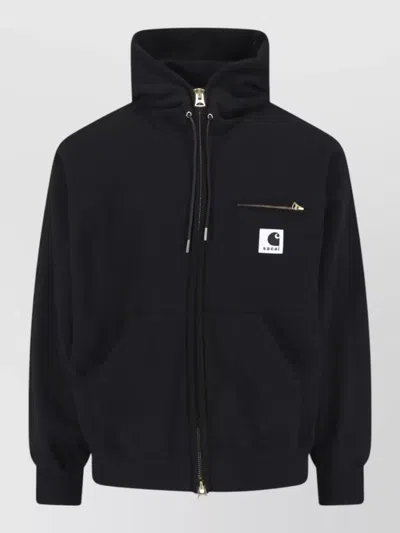 Sacai Black Carhartt Wip Edition Cotton Jersey Hoodie