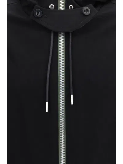 Sacai Hooded Merino Wool Flannel Jacket In Black