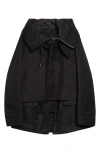 Sacai Hooded Mixed Media Jacket In Black