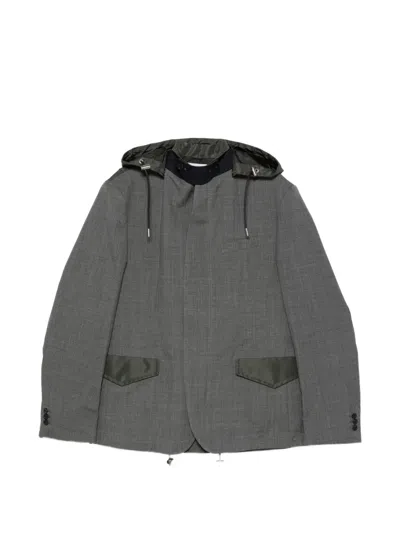 Sacai Hooded Panelled Jacket In Multi