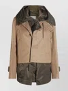 Sacai Hooded Quilted Front Pockets Jacket In Brown