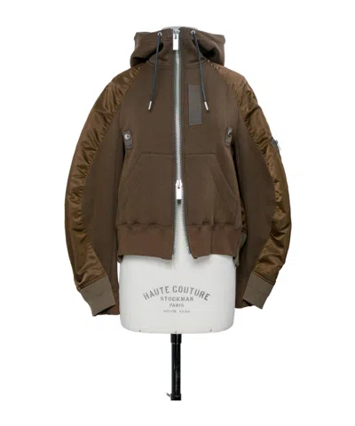 Sacai Sponge Sweat Hoodie In Brown