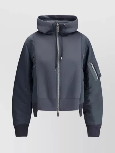 Sacai Hooded Sponge Sweat Top In Grey