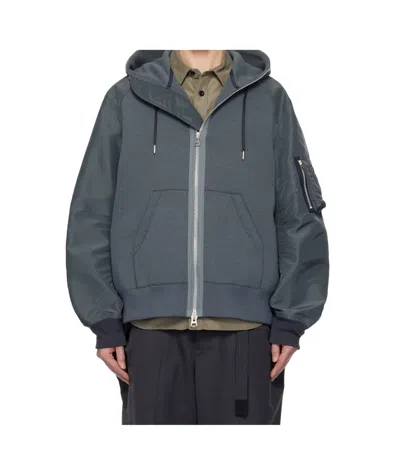 Sacai Hooded Sweatshirt In Gray