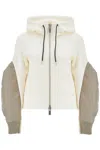 Sacai Nylon Twill X Sponge Sweat Hoodie In White