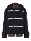 Sacai Hooded Toggle-fastening Coat In Blue