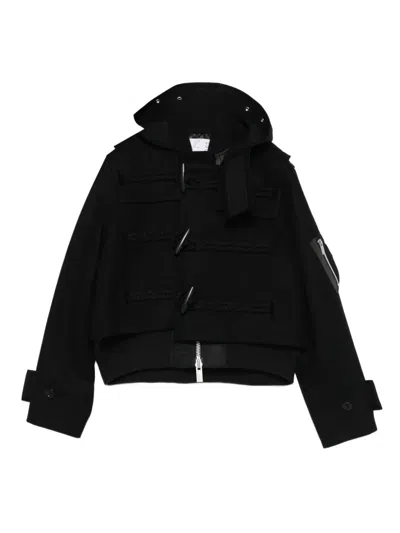 Sacai Hooded Toggle-fastening Jacket In Black