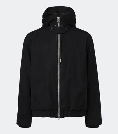 Sacai Hooded Wool Jacket In Black
