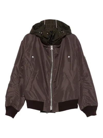 SACAI HOODED ZIP-FRONT BOMBER JACKET