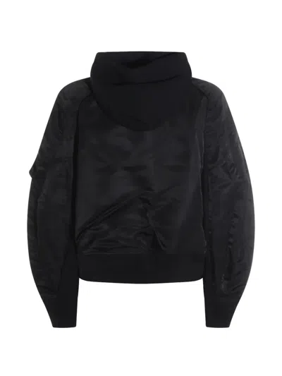 Sacai Hooded Zip Knitwear In Black