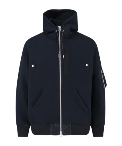 SACAI HOODED ZIP-UP SWEATSHIRT