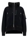 Sacai Black Zip-up Hoodie In Black