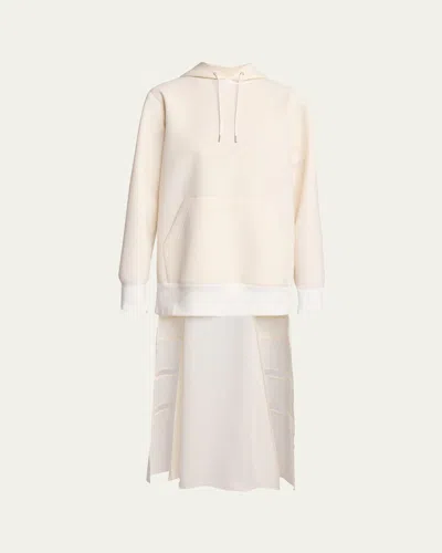 Sacai Hoodie Hybrid Sheer Dress In Off White