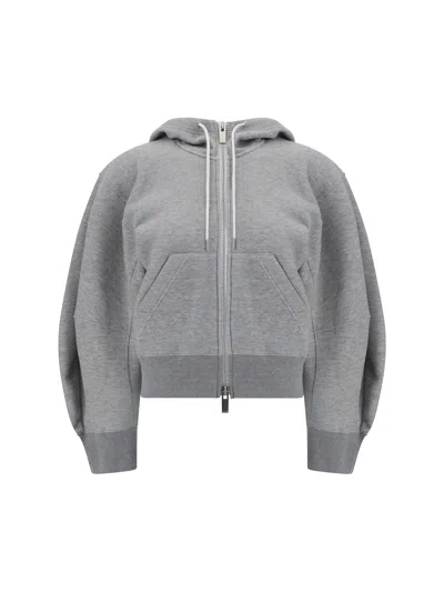 Sacai Hoodie Sponge Fleece In Grey