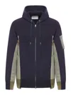 Sacai Sponge Sweat X Nylon Twill Hoodie In Multicolour