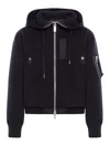 Sacai X Women's Sponge Sweat X Nylon Twill Zip Hoodie In Black