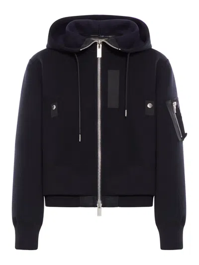 SACAI HOODIE WITH NYLON INSERTS
