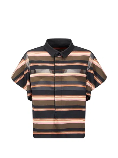 Sacai Horizontal Stripe Polo Shirt In Multi