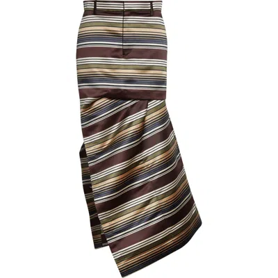 Sacai Horizontal Stripe Satin Skirt In Multi