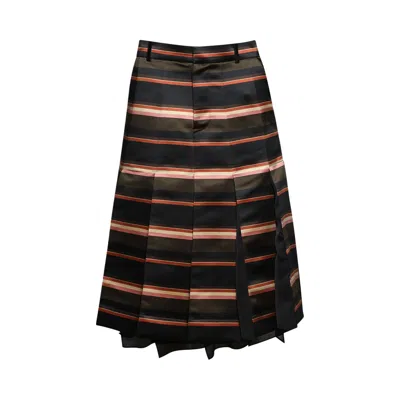 Pre-owned Sacai Horizontal Stripe Skirt 'khaki/pink' | Tan | Women's Size 1 In Brown