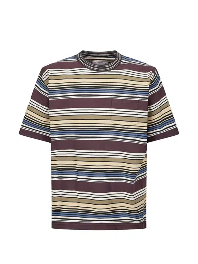 Sacai Horizontal Stripe T-shirt With Classic Crew Neckline In Multi