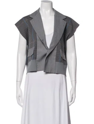 Pre-owned Sacai Houndstooth Print Vest In Grey