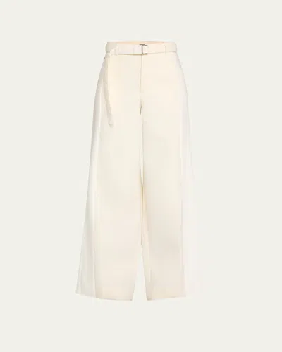 Sacai Hybrid Belted Suiting Denim Trousers In Neutral