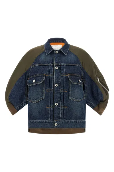 Sacai Hybrid Bomber Jacket In Blue