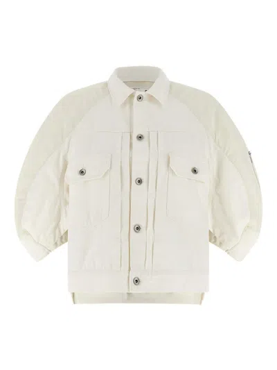 Sacai Hybrid Bomber Jacket In White